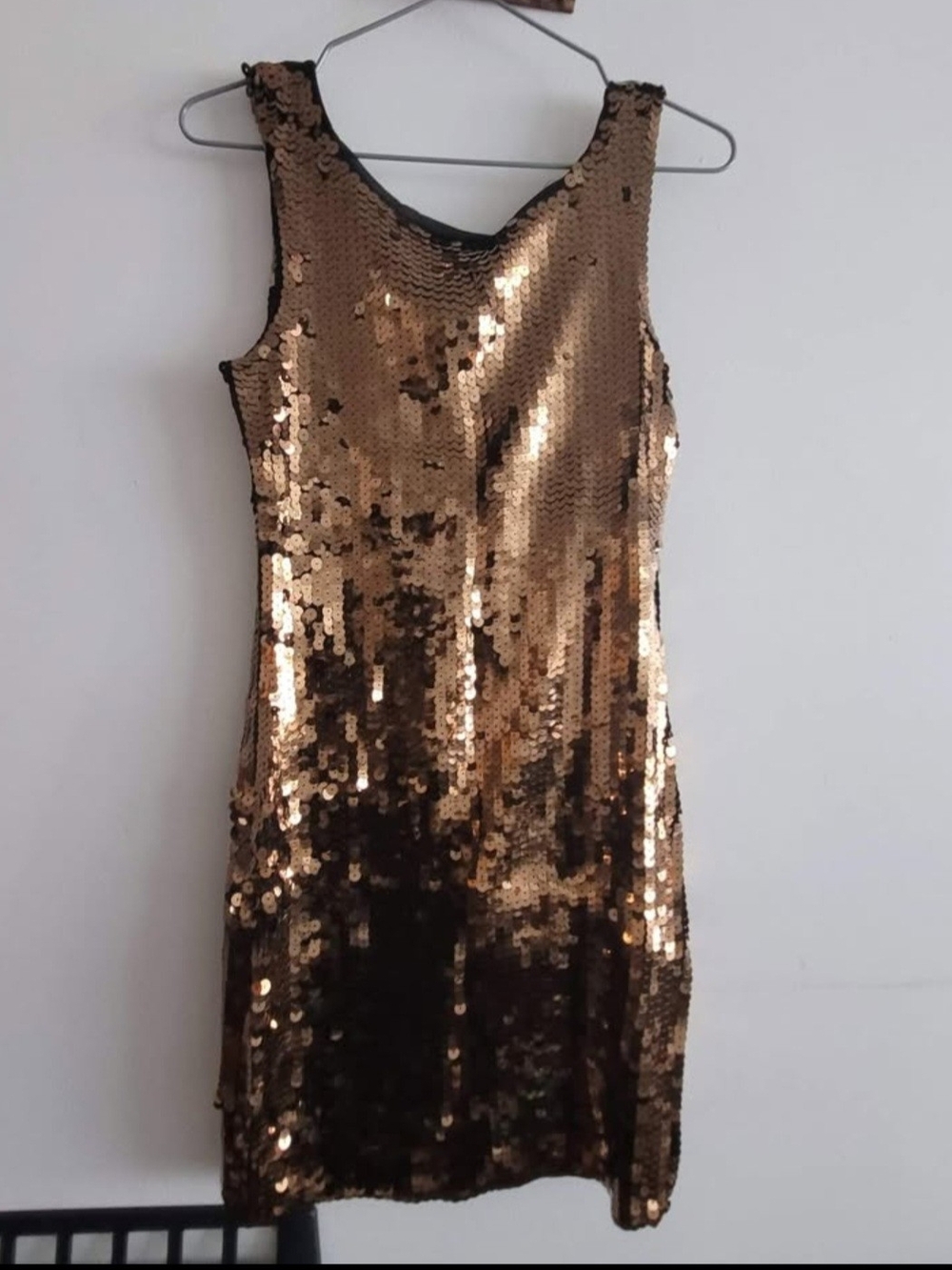 Sleeveless Gold Sequin Mini Dress